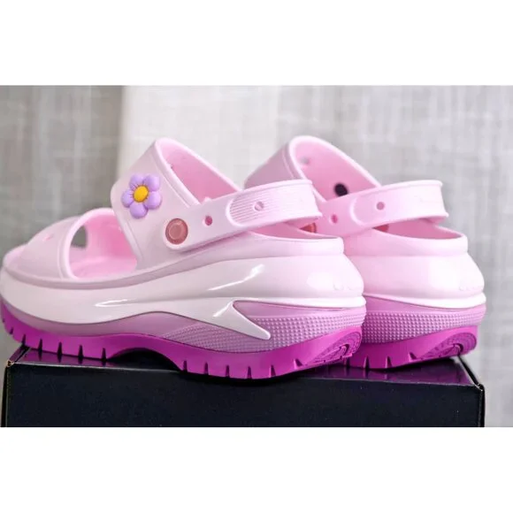 New! Size: 9 Women/7 Men Crocs Unisex Classic Mega Crush Platform Sandals Wedge - Picture 4 of 7